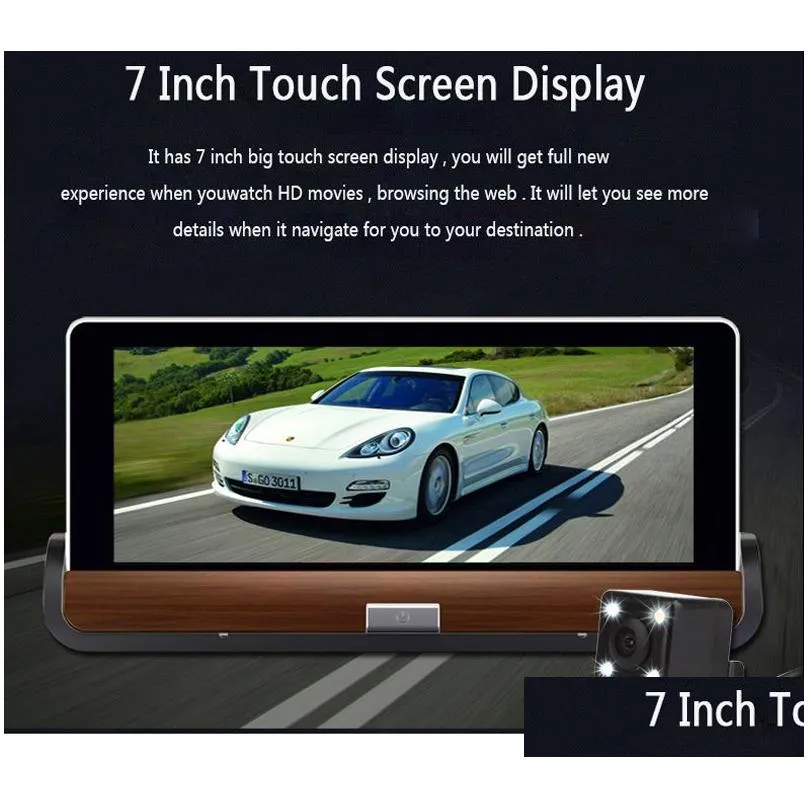 7 Inch Full HD 1080P 3G Wifi WIFI Rearview Camera Android 5.0 Car DVR GPS G-Sensor 16GB Bluetooth Dual Lens Navigation System