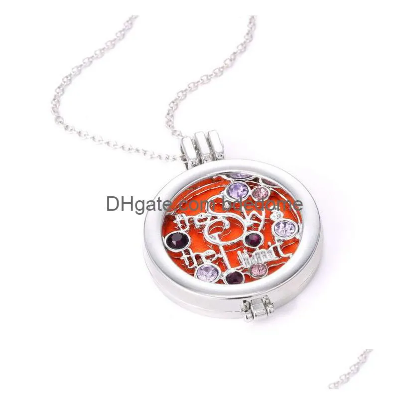 high quality aromatherapy opening floating lockets pendant necklace diamond-encrusted  oil diffuser necklace for women