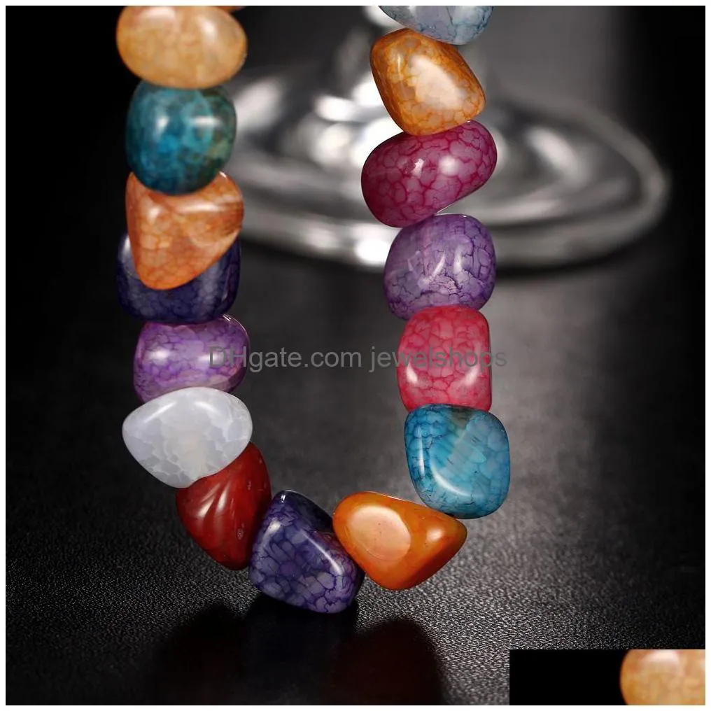 colorful natural stone bracelets for women men healing rainbow beads yoga elasticity bangle fashion handmade jewelry gift