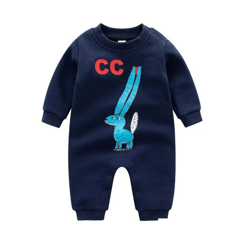 kids designer autumn winter thick fleece rompers baby boy girl summer top quality long sleeve combed cotton clothes 1-2 years old newborn jumpsuits