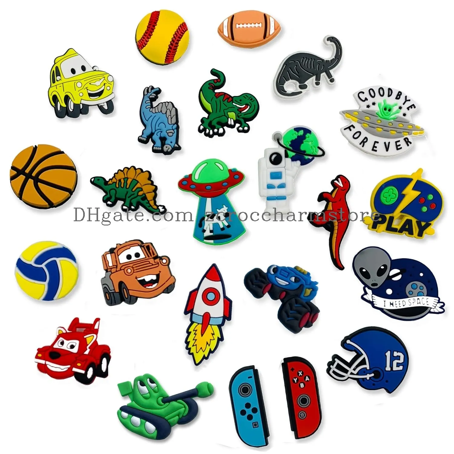 clog charms for boys sports gibits basketball and football baseball softball soccer with sneakers pvc charms for clog cute dinosaur shoe charms for bracelet boys clog gibits for kids teens gifts