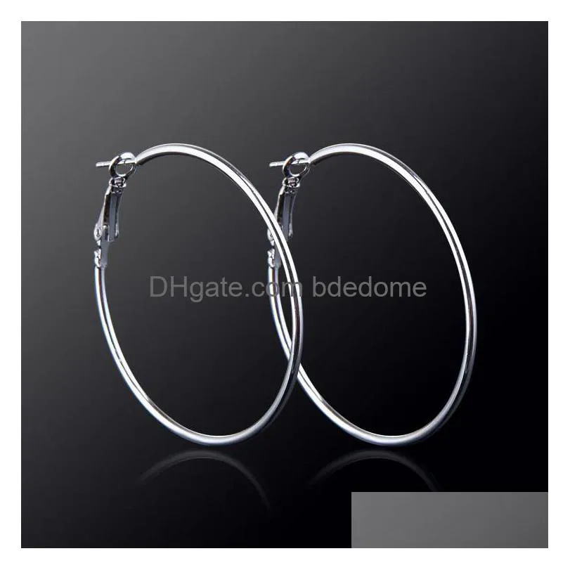 new 2-7cm big hoop & huggie earrings simple silver round circle ear rings for women ladies fashion jewelry gift