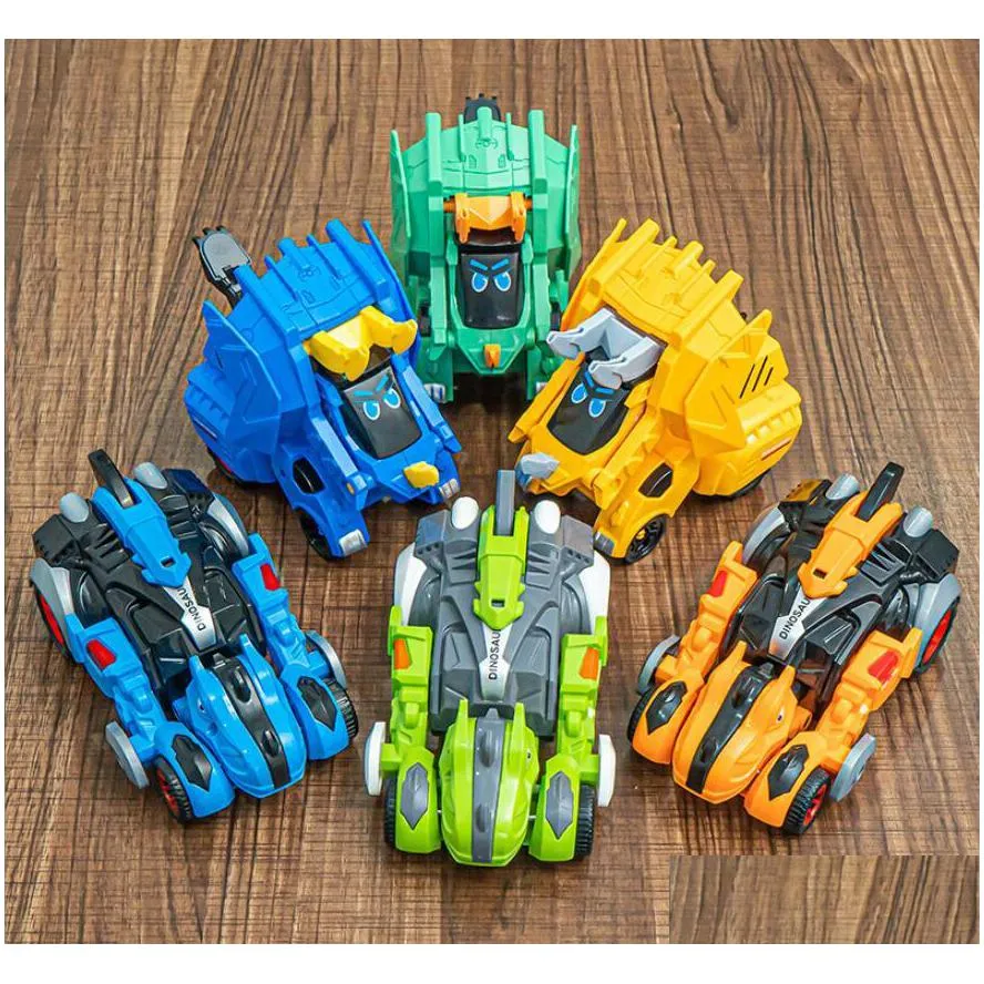 novelty games toys inertial impact deformation toy dinosaur car model crash changing car child boy tyrannosaurus rex chariot wholesale