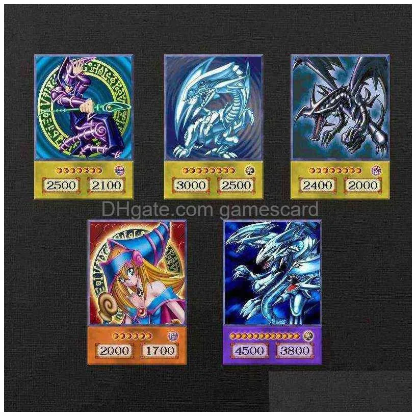 4 pieces of yu-gi-oh anime style card three magic set obelisk yugioh dm classic orica proxy card childhood memories g220311