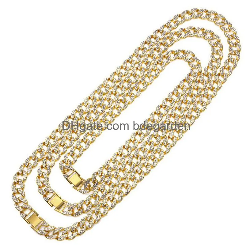 hip hop iced out chains men s  long heavy gold plated cuban link necklace for mens fashion rapper jewelry party gift