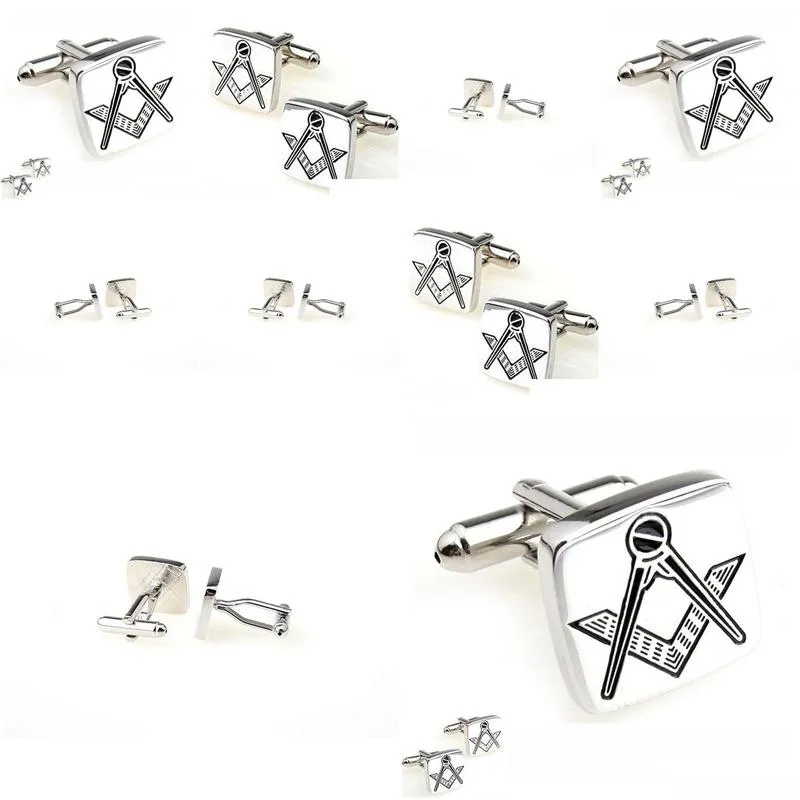 high quality polished brass men`s silver masonic cuff link mens jewelry freemason shirt cuff cufflinks without g customized