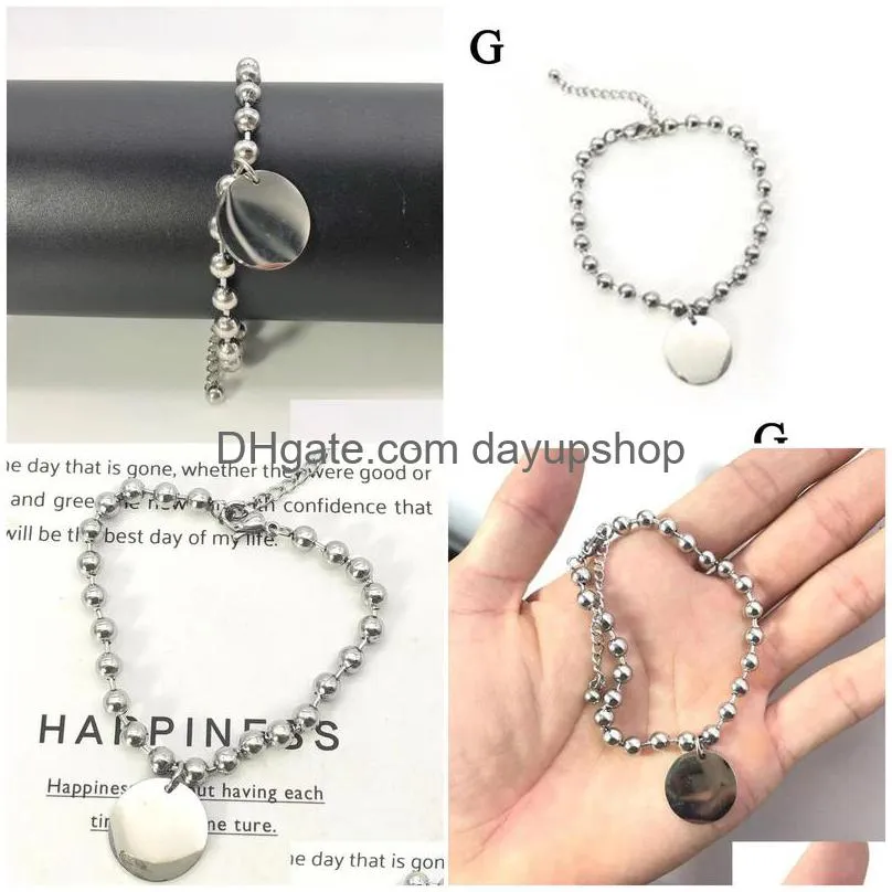 g---- bracelet women round couple stainless steel fashion link bead chain on hand couple jewelry gift for girlfriend christmas valentine day accessories
