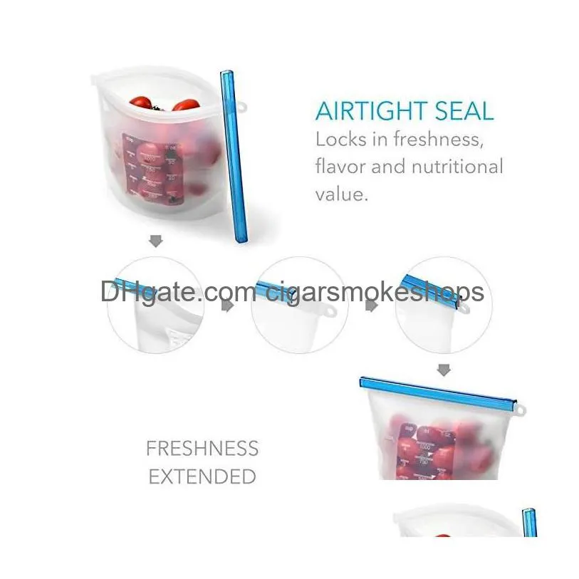 ecosil 1000ml reusable silicone food storage bags - airtight seal for lunch, snacks, fruits, vegetables, and freezer liquids.