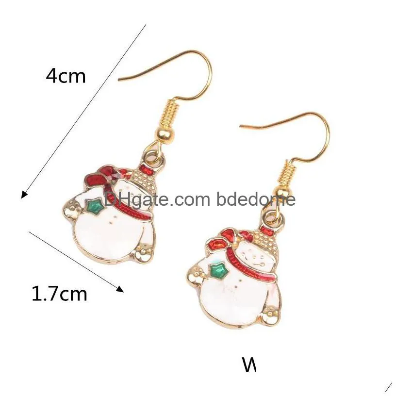 new christmas cartoon women`s drop earrings alloy father christmas snowman tree dangle & chandelier earring for ladies fashion jewelry