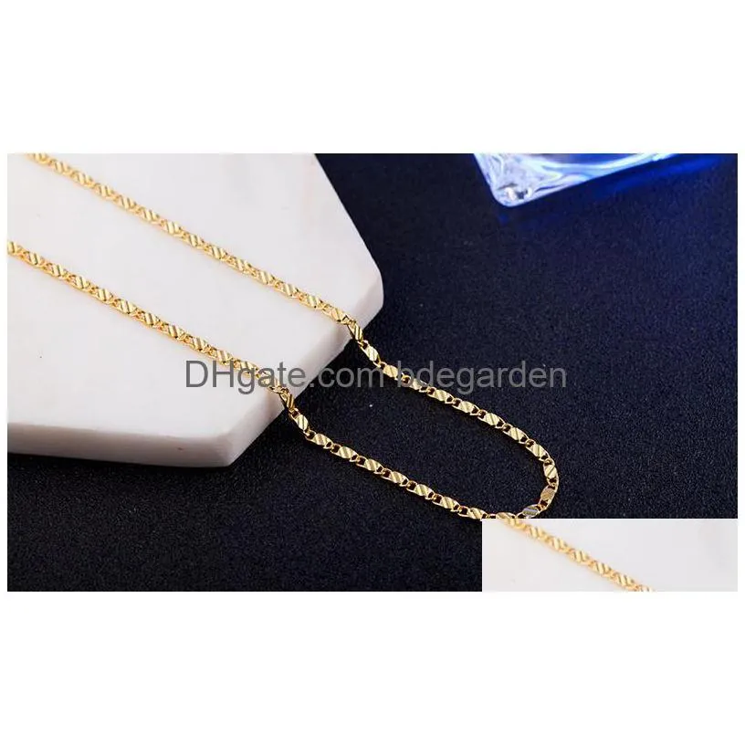 2mm 18k gold chains necklace fashion women`s choker necklaces for ladies luxury jewelry 16 18 20 22 24 26 28 30 inches
