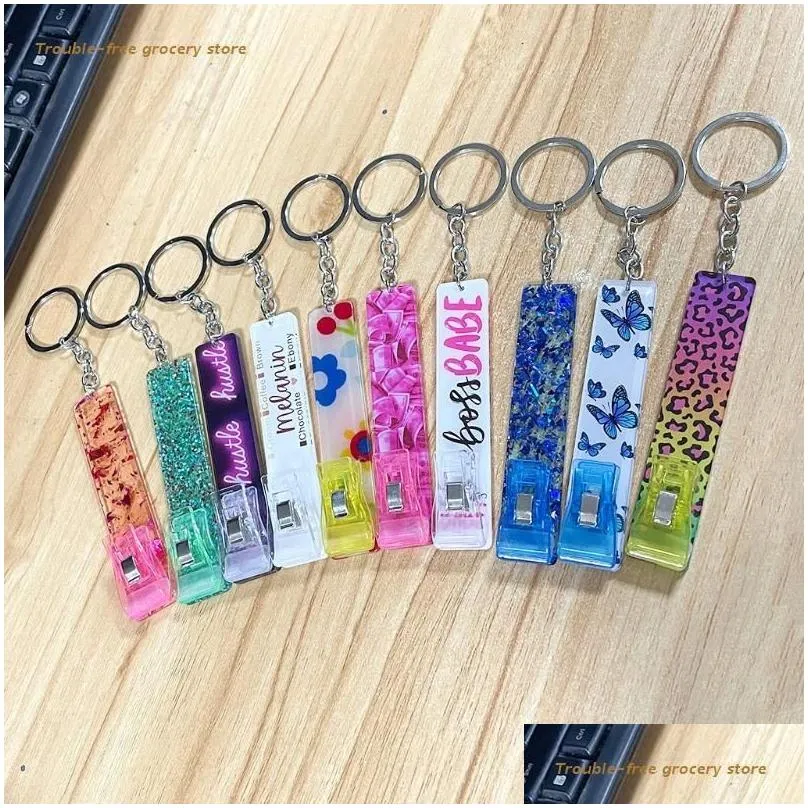 Keychains Creative Purse Clip Card Puller Key Chain Pretty Nails Tool Debit Grabber