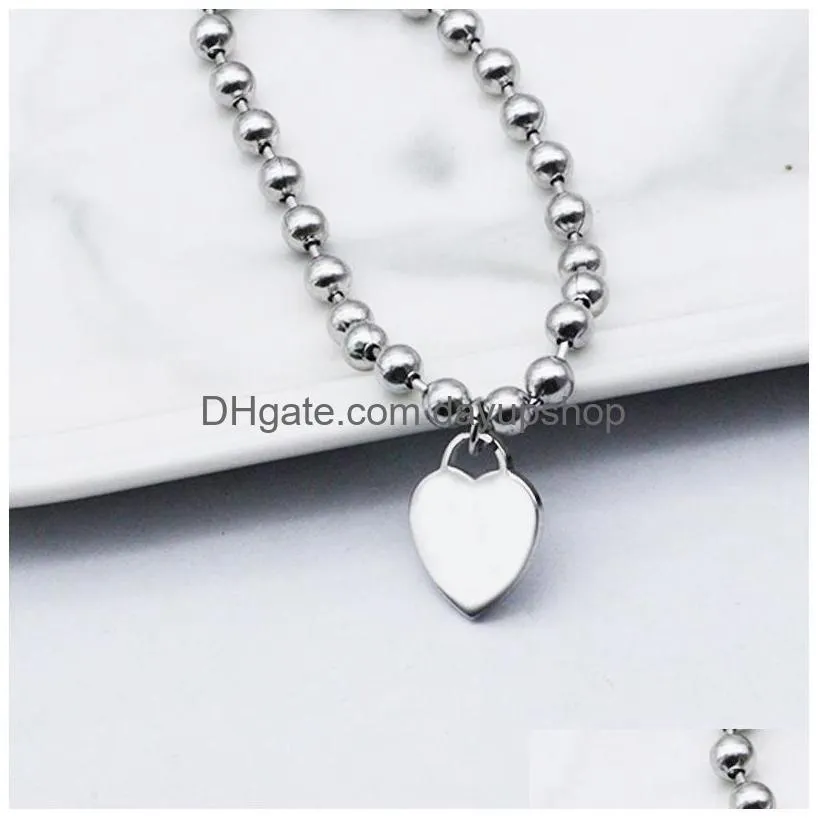 heart bracelets women hollow beads chain bracelets a set of packaging stainless steel round chain on hand couple fashion jewelry wholesale
