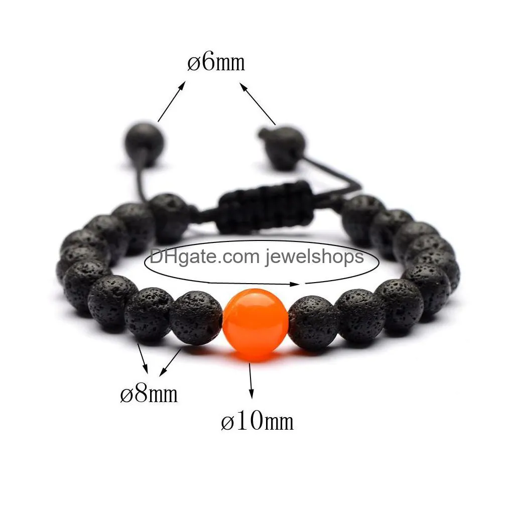 7 chakras lava rock bead chain bracelet  oil diffuser natural stone braided rope bangle for women & men fashion crafts