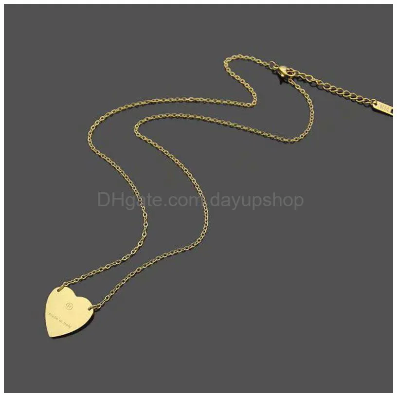 g gold heart necklace female stainless steel couple rose chain pendant jewelry on the neck gift for girlfriend accessories wholesale