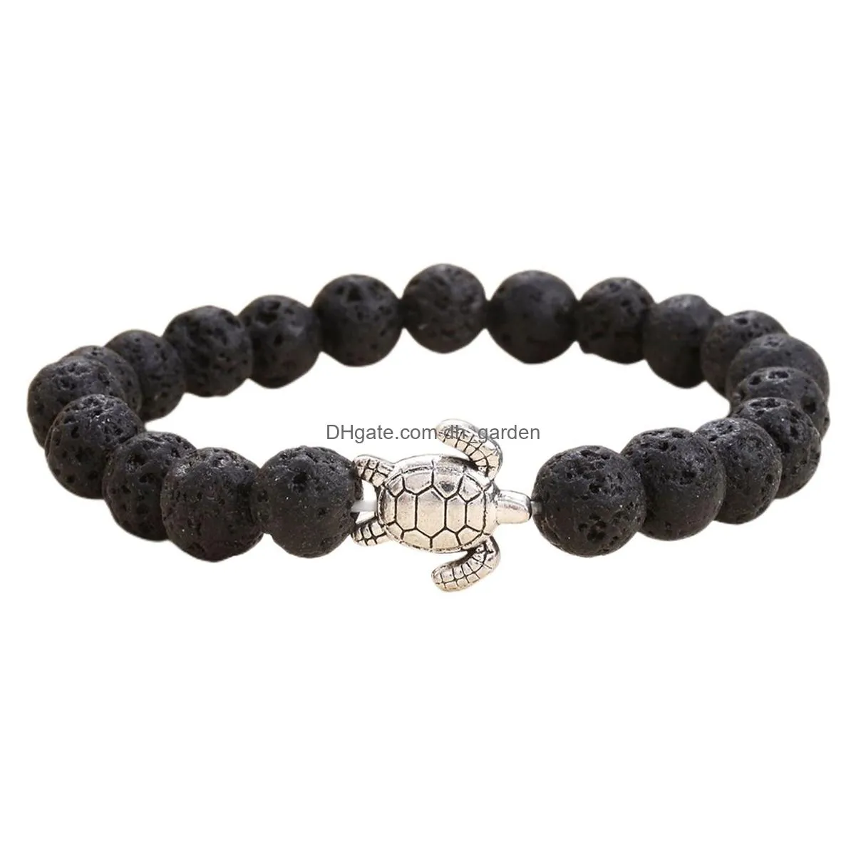 turtle shape alloy model with gemstone beads bracelet healing natural crystal stone beads bracelet for men and women