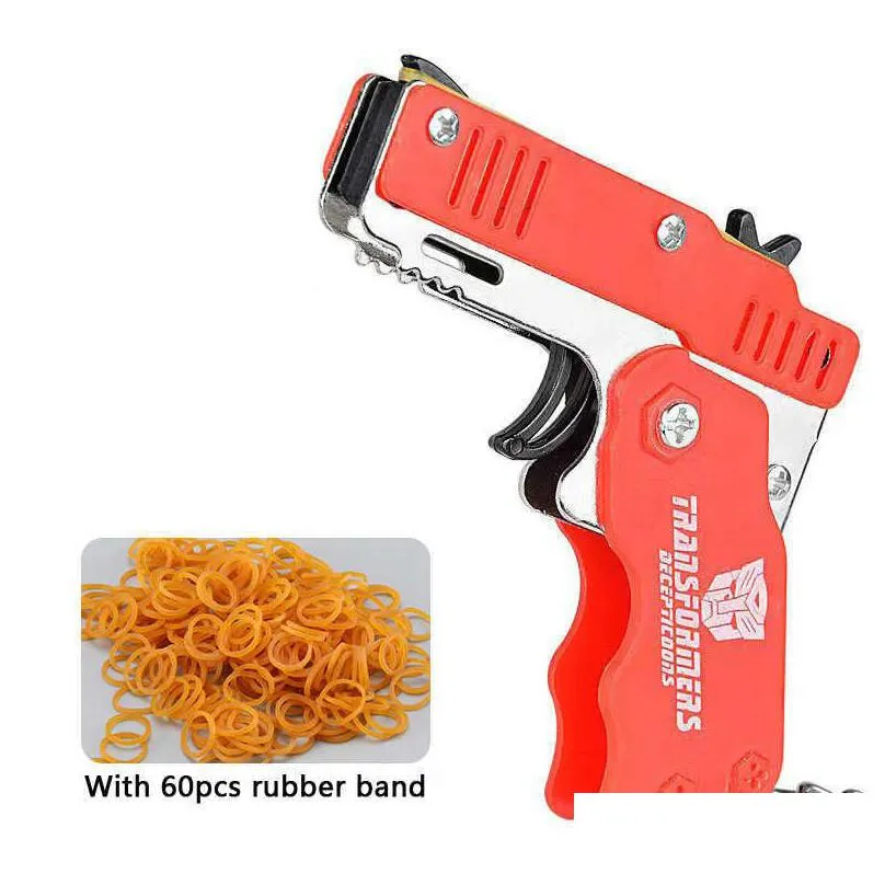 gun toys 1pcs mini metal folding rubber band outdoor sports keychain 6 bursts pistol kids gifts party favor y22107666295