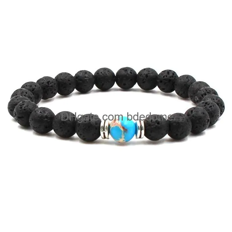 9 color lava rock beaded chain bangle essential oil diffuser stone chakra charm bracelet for women&men s fashion aromatherapy crafts