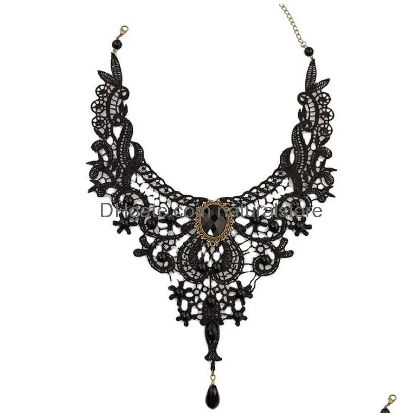 gothic jewelry vintage lace collar necklaces women accessories spider choker necklace