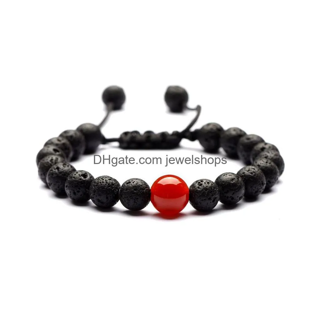 7 chakras lava rock bead chain bracelet  oil diffuser natural stone braided rope bangle for women & men fashion crafts