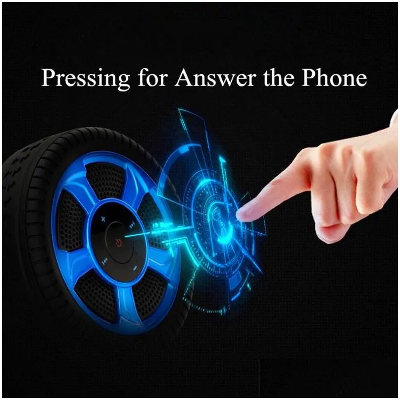 Sports Car Tire Bluetooth Speaker Portable riding Wheel shaped LoudSpeaker with Mic Support TF Card MP3 Player bike outdoor tires