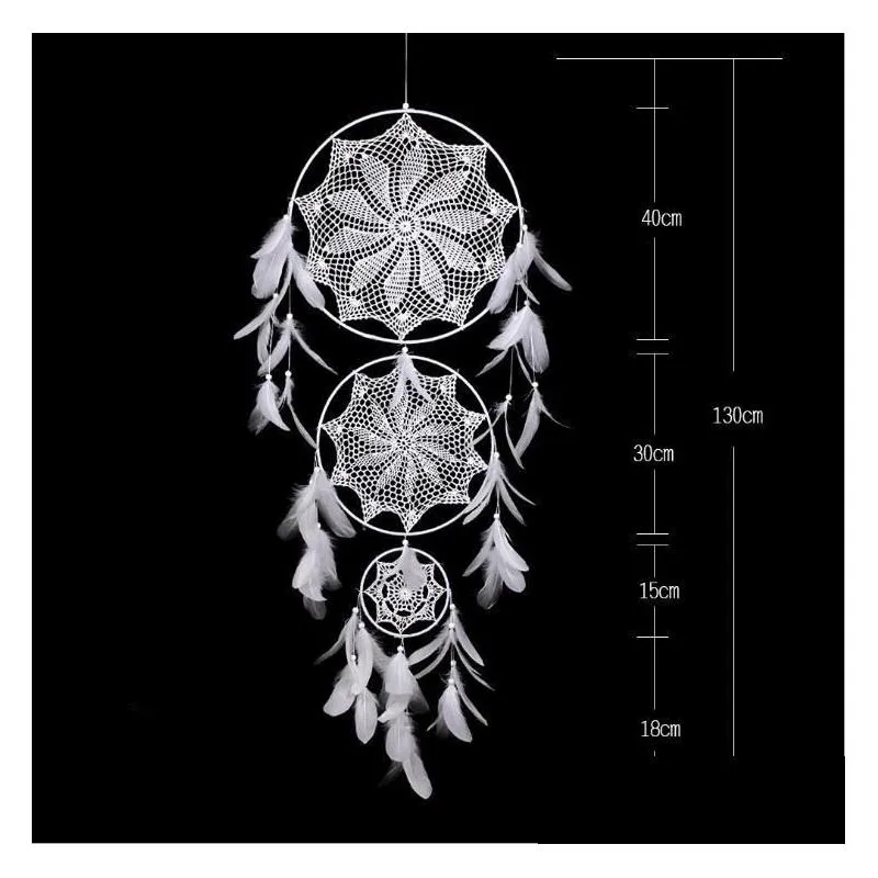 dreamcatcher wind chimes handmade nordic dream catcher net with feathers 130 cm wall hanging dreamcatcher craft gift home decoration