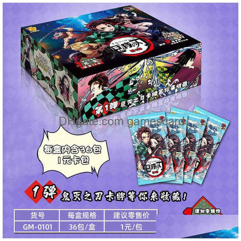 new anime figurescards box demon slayer kimetsu no yaiba collections card game child collectibles hobby for kids gift toys g220311