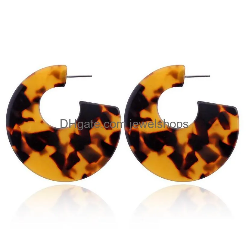 new leopard print acrylic acetic acid sheet dangle earrings for women geometric circle square long drop statement earrings boho