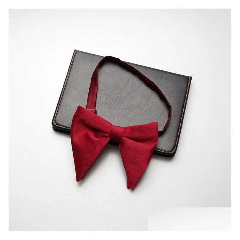 Neck Ties Linbaiway Adult Velvet Bowtie Cravats Big Bow For Women Men Solid Butterfly Soft Wedding Party Gentlemen Gravatas