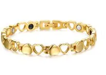 new fashion women jewelry power magnetic titanium steel link chain bracelet healing female love heart bangle
