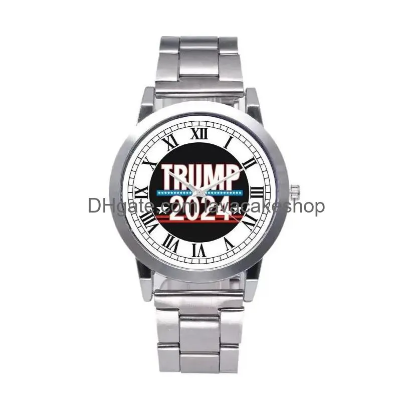 14 styles trump 2024 wrist watch party favor donald retro men quartz watches 0616