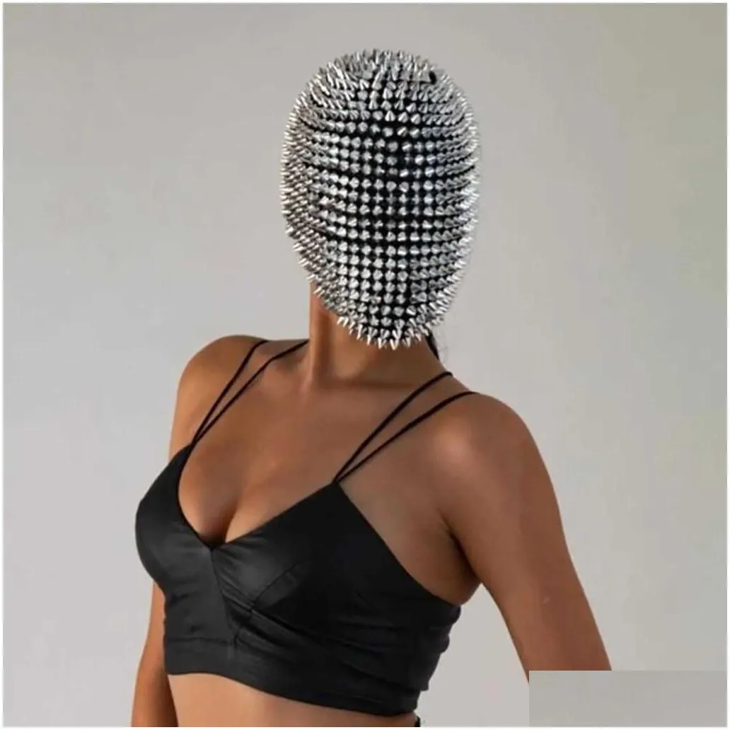cover halloween party studded face spikes full face cover jewel cosplay funny masks novelty surprise prank joke