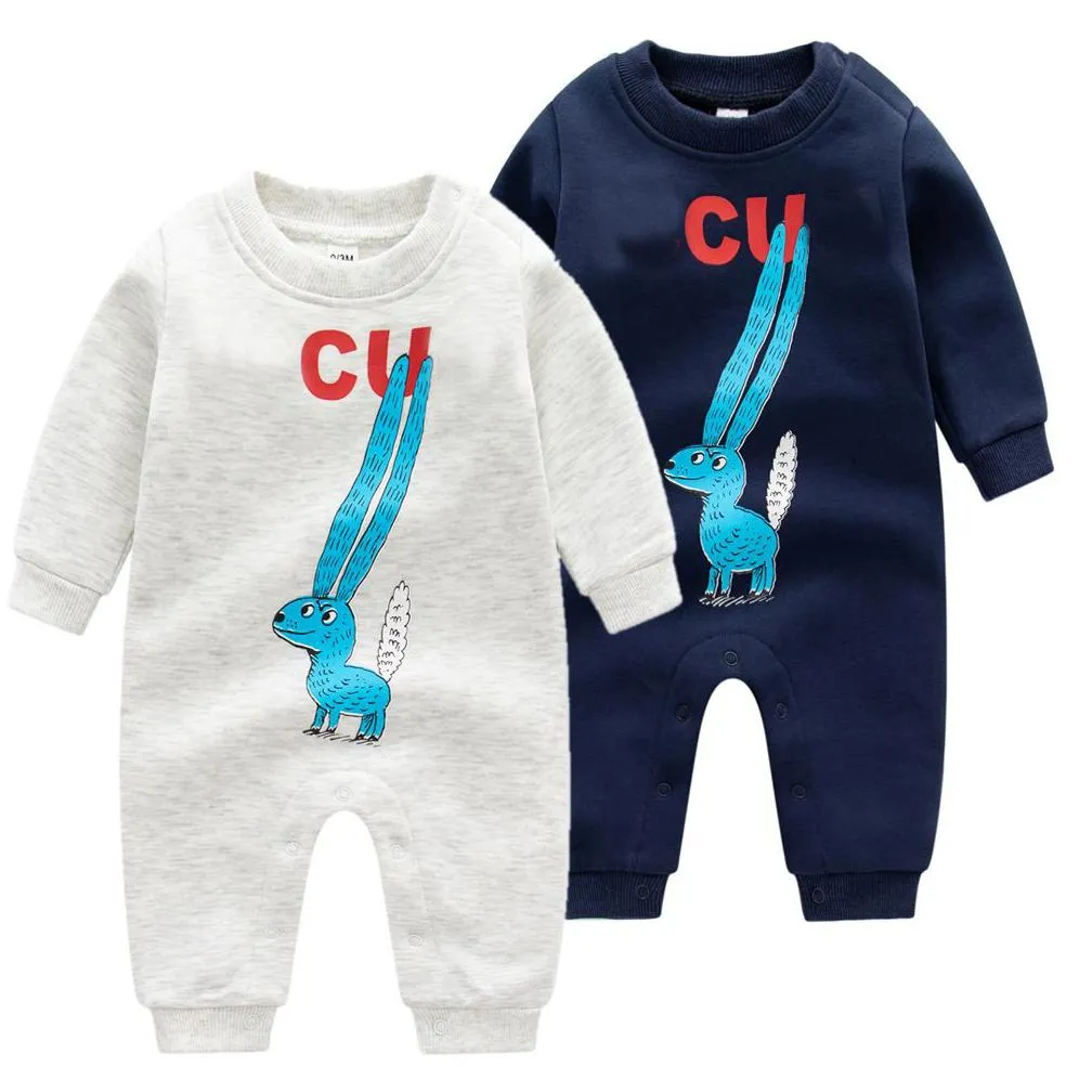 kids designer autumn winter thick fleece rompers baby boy girl summer top quality long sleeve combed cotton clothes 1-2 years old newborn jumpsuits