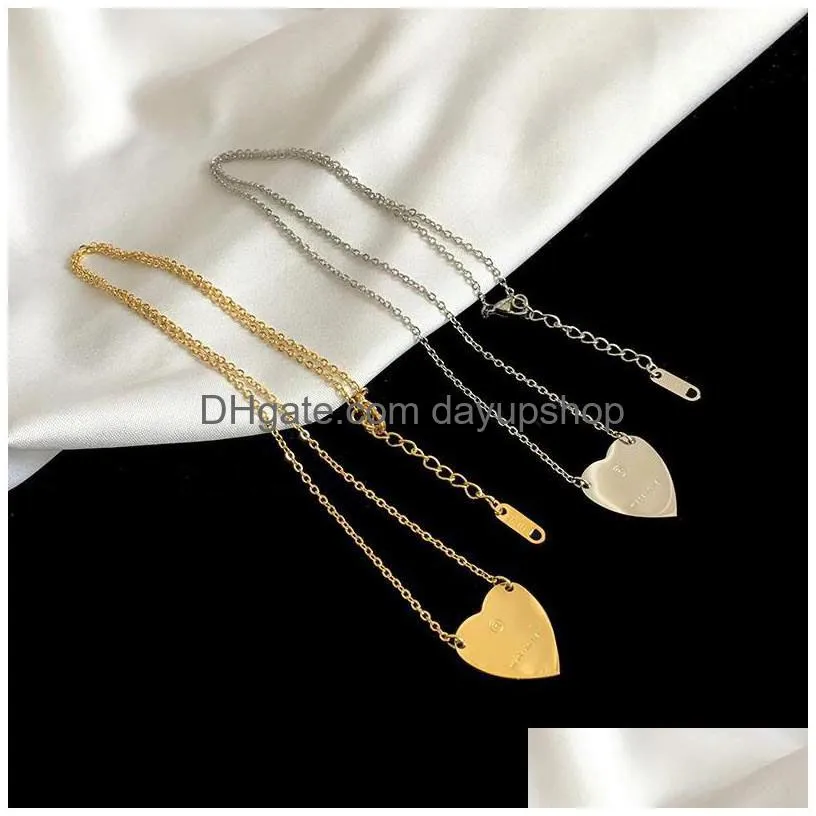 g gold heart necklace female stainless steel couple rose chain pendant jewelry on the neck gift for girlfriend accessories wholesale