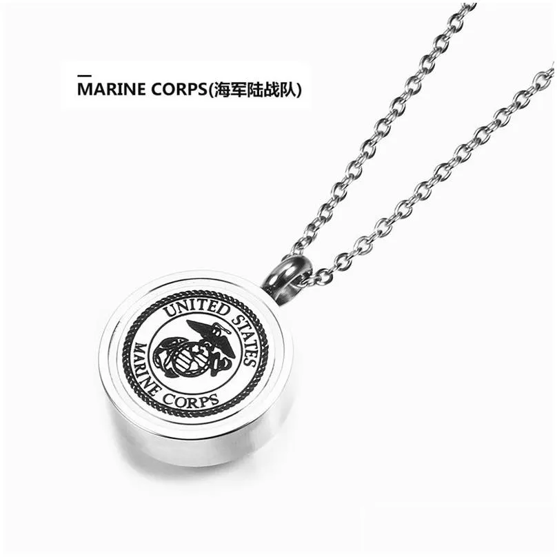 stainless steel silver american soldier usn navy cremation pendant army united states us marine corps military opening ash necklace commemorate relatives