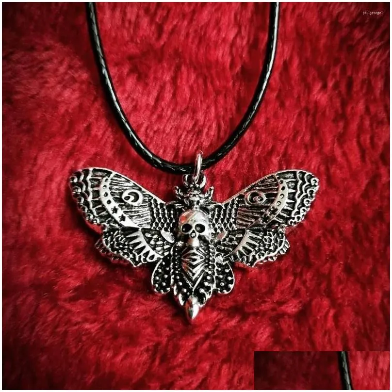 Necklace Earrings Set Death`s Head Hawkmoth Deathhead Moth Pendant Gothic Skull Jewelry