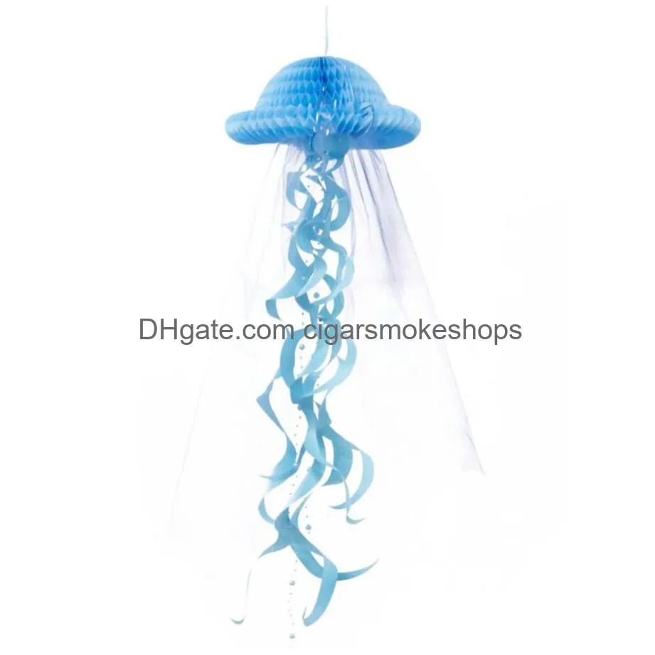 diy hanging jellyfish party decoration honeycomb craft pastel party decor under the sea kids birthday party supplies 3color