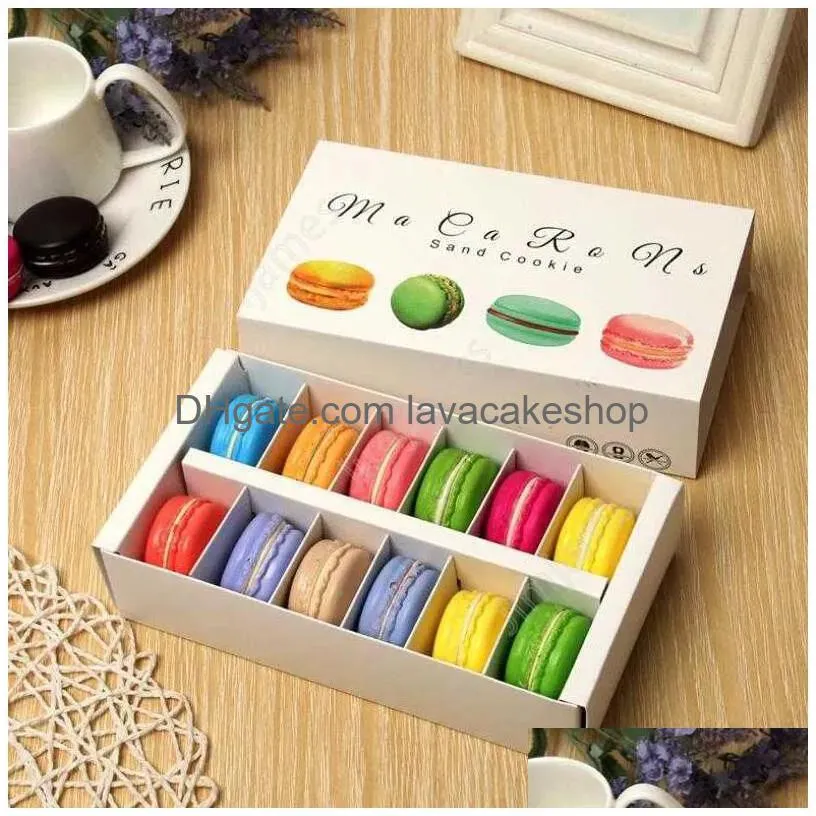 macaron box holds 12 cavity 20*11*5cm food packaging gifts paper party boxes for bakery cupcake snack candy biscuit muffin box