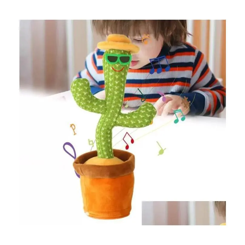 novelty games toys dancing talking singing cactus stuffed plush toy electronic with song potted decompression toy for kids and adult
