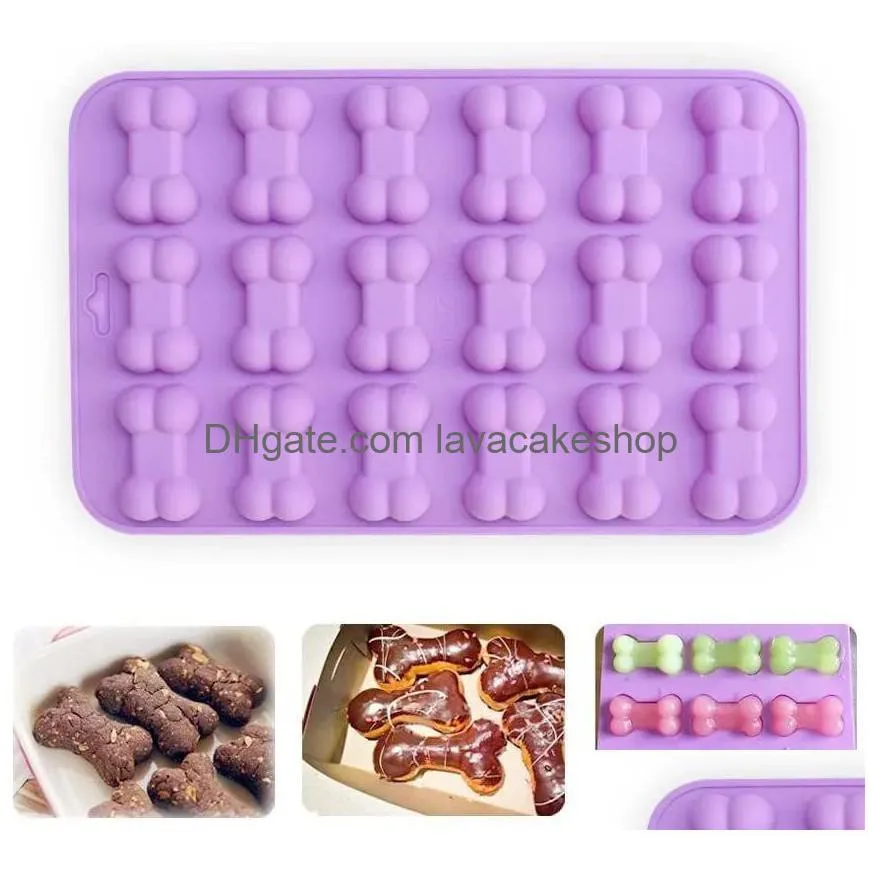 18 units 3d sugar fondant cake dog bone form cutter cookie chocolate silicone molds decorating tools kitchen pastry baking molds