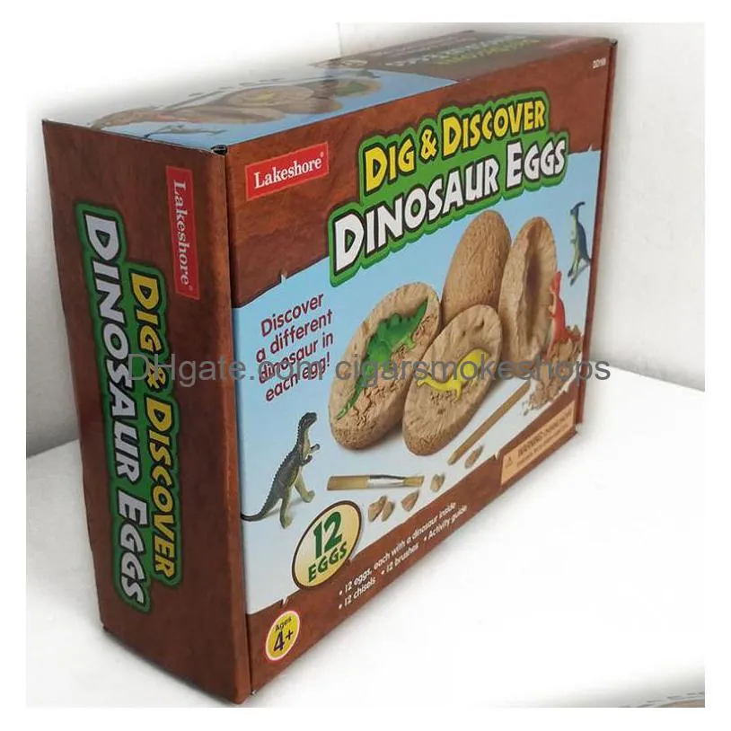 dig discover dino egg excavation toy kit unique dinosaur eggs easter archaeology science gift dinosaur party favors for kids 12 models