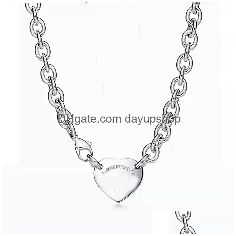 luxury designer 19mm heart necklace women stainless steel fashion couple round jewelry gift for girlfriend christmas wholesale