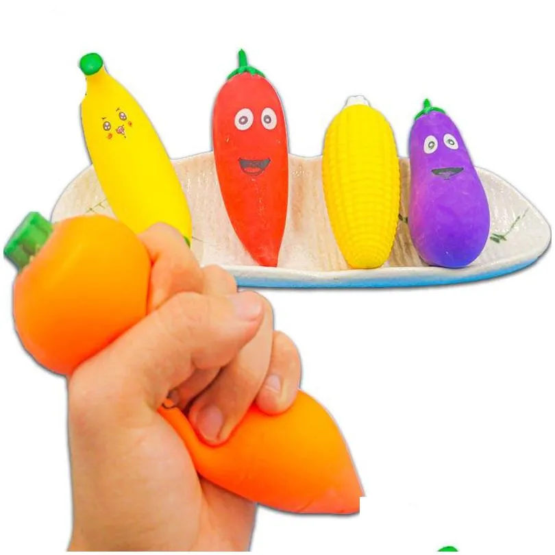 novelty games toys decompression squeeze vegetables and banana release pressure tpr toy for kids and adult