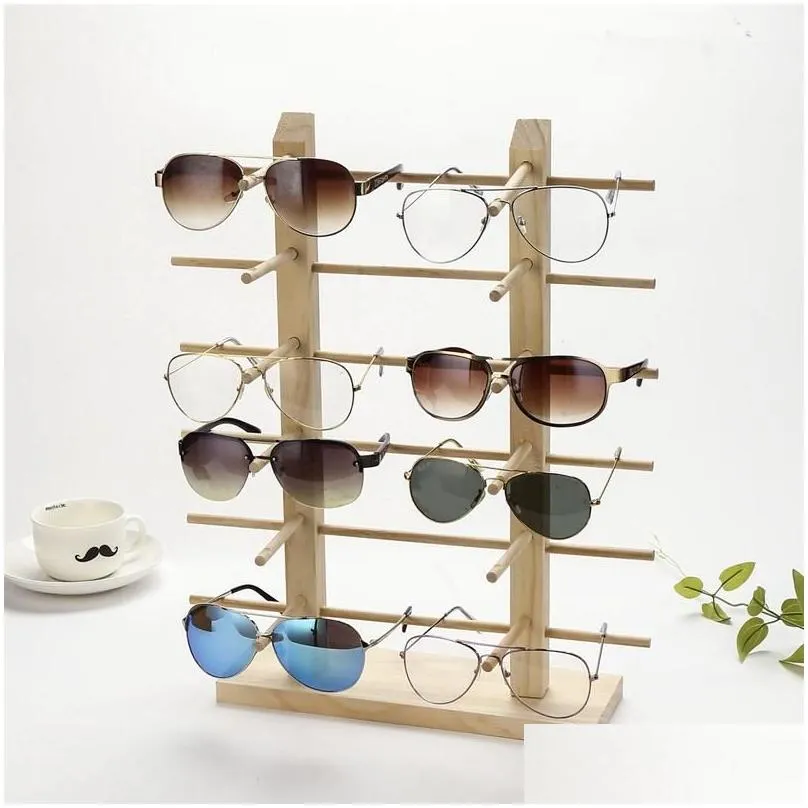 Jewelry Pouches, Bags Multi Layers Wood Sunglass Display Rack Shelf Eyeglasses Show Stand Holder For Pairs Glasses Showcase