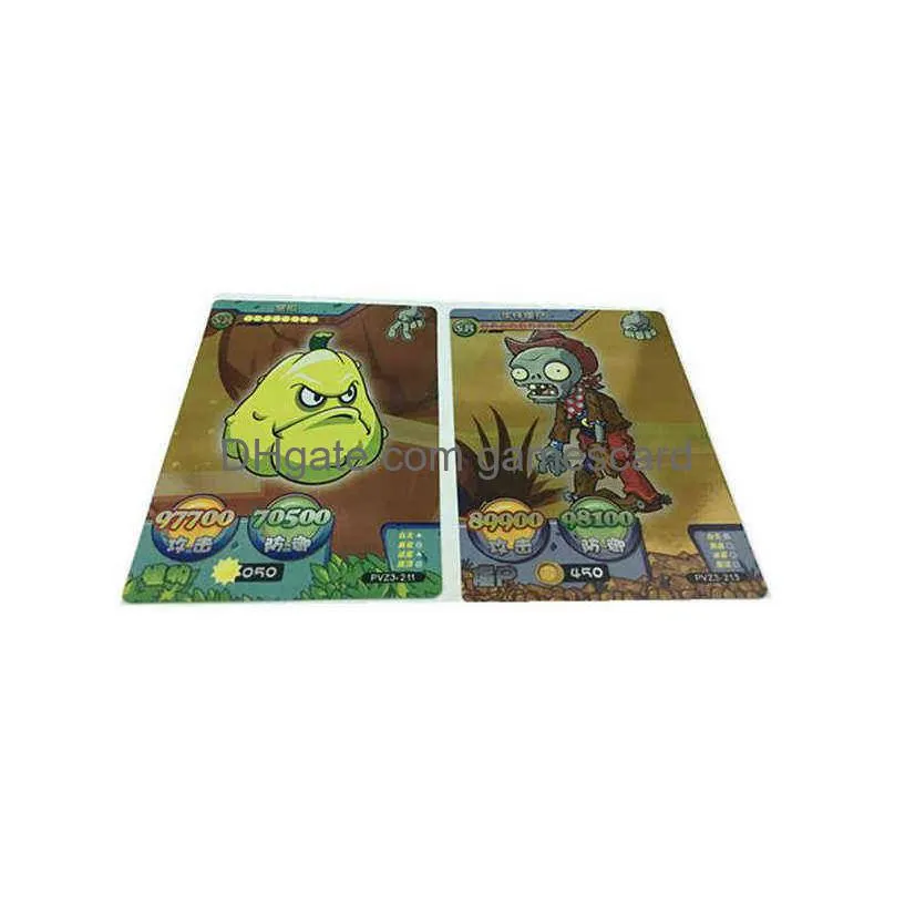 plant zombies shining cards flash board card vs table cards ar game card album collections toys for children gifts g220311