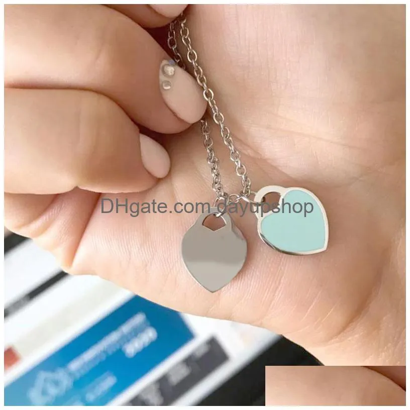 10mm blue heart necklace woman stainless steel pink green pendant jewelry valentine day christmas gifts for girlfriend wholesale