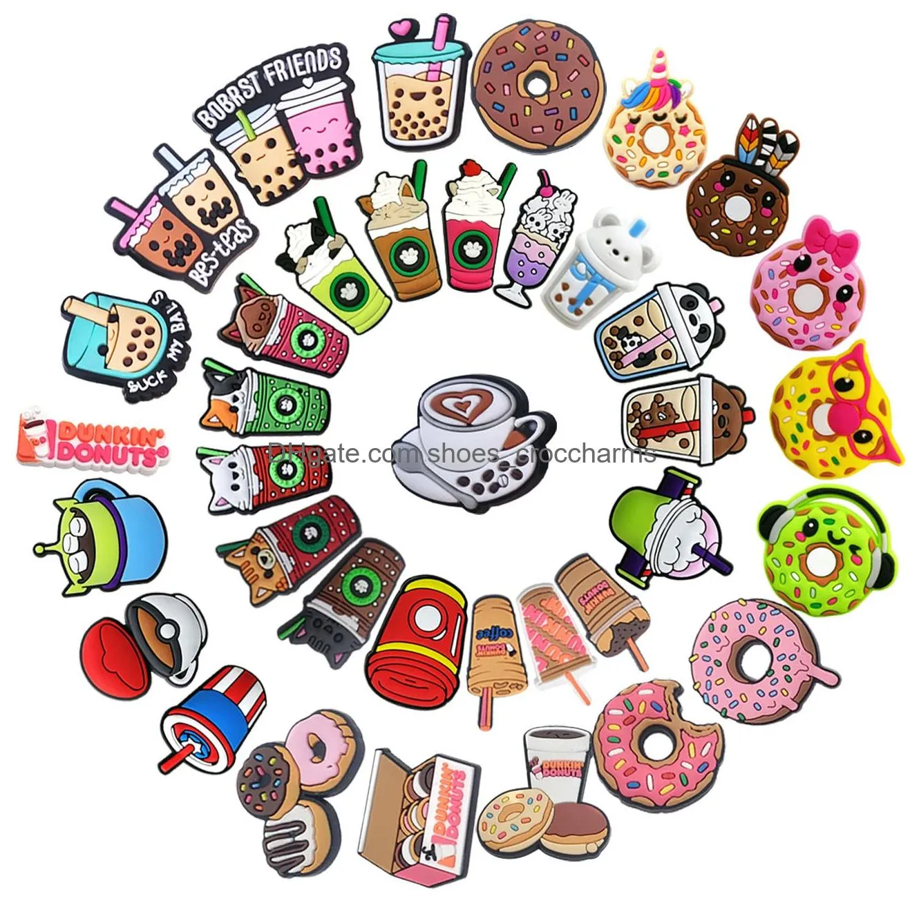 16/30/35/ shoe charms for clog clog sandals bands wristbands pvc cute charms decoration for grils kids party favors birthday gifts