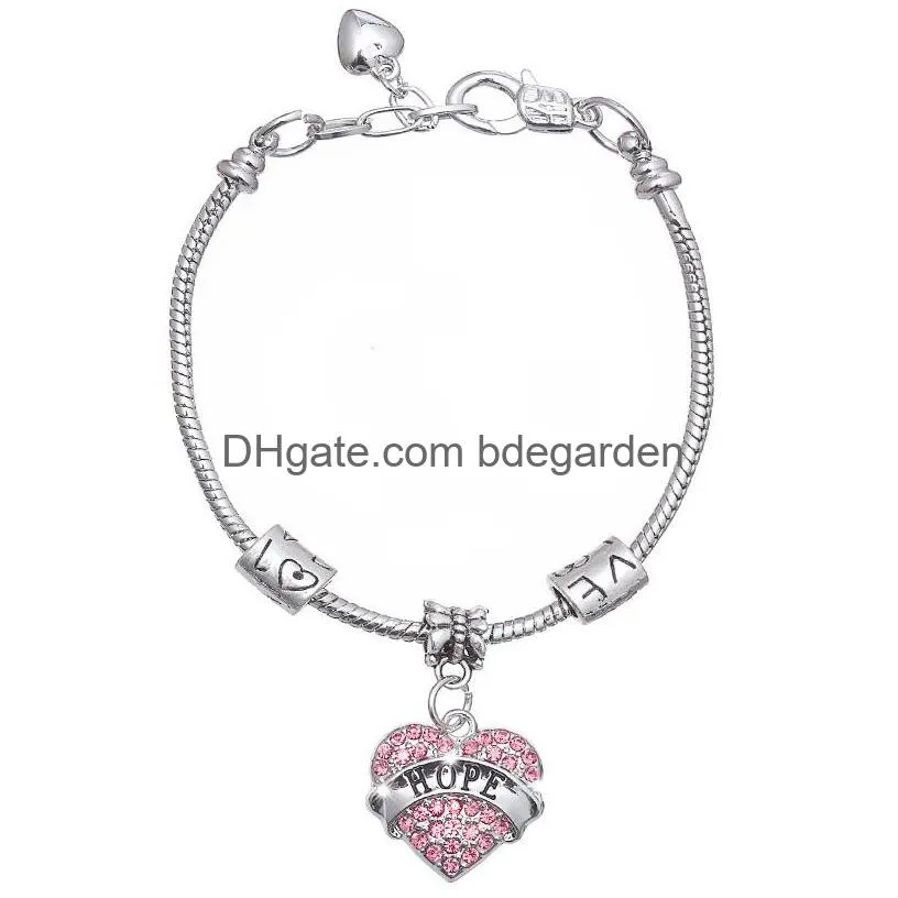 family member diamond love heart bracelet crystal mom daughter grandma believe faith hope letter bangle for women men best friend