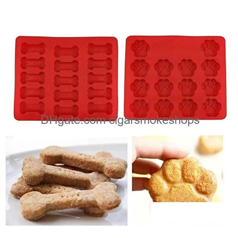 food grade ice cube trays cooler puppy paw bone rocket cake pan silicone treats biscuit baking mold cookie moulds cutter red