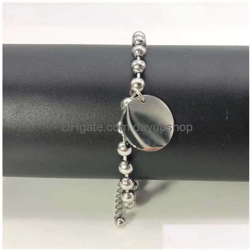 g---- bracelet women round couple stainless steel fashion link bead chain on hand couple jewelry gift for girlfriend christmas valentine day accessories
