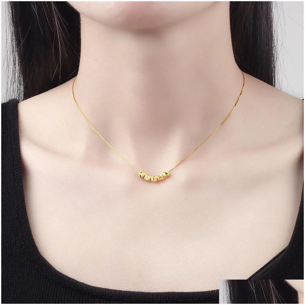 Transfer Bead Necklace For Women Blessing Wealth Good Luck Gold Color Silver Color Clavicle Chain Simple Choker Buddhist Jewelry